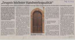 Restaurierung einer Barocktür an einem historischen Winzeranwesen